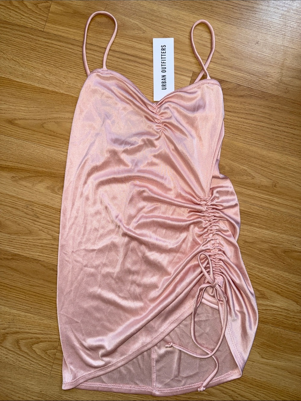 NWT Urban Outfitters Pink Satin Ruched Sleeveless Top Size XS